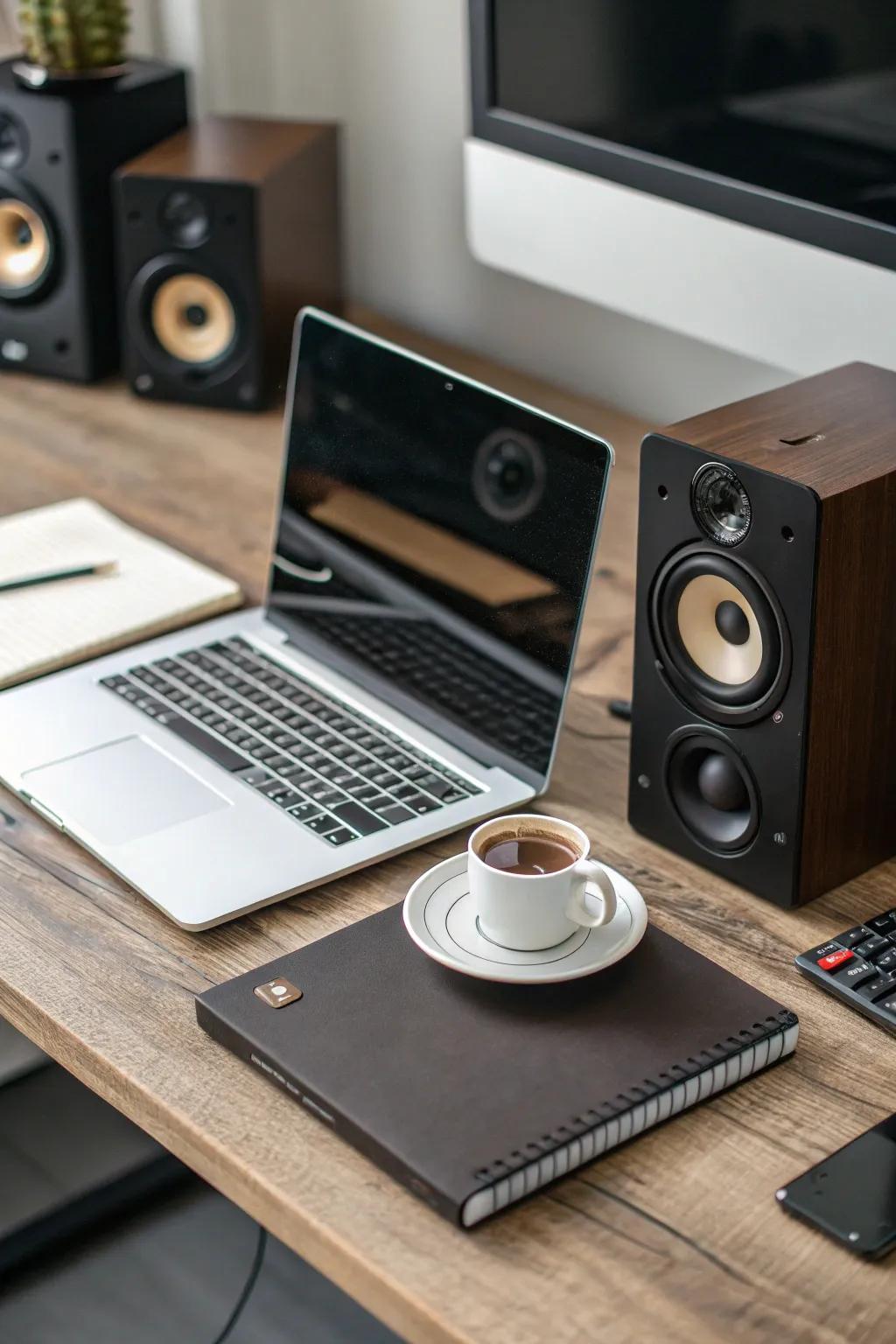 Create a rich audio experience with quality speakers.