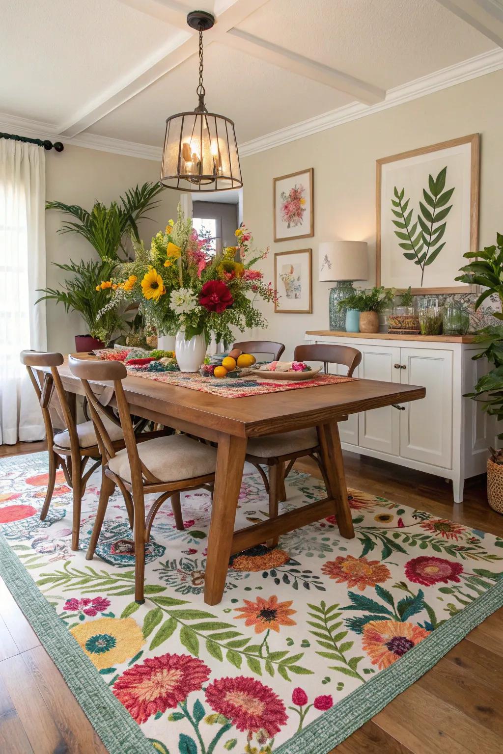 Brighten your space with a floral fantasy rug.