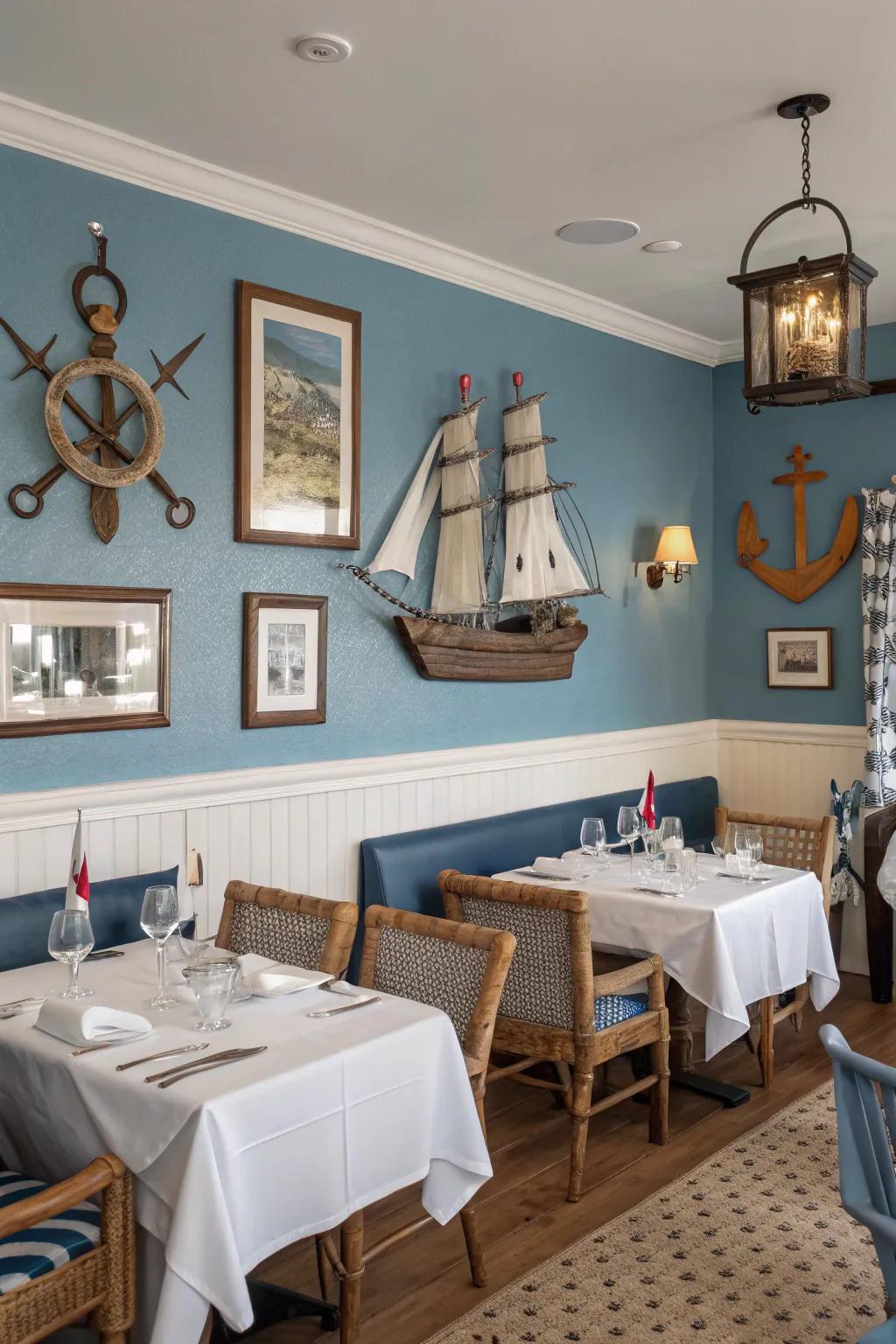 Coastal blues offer a refreshing and serene vibe.