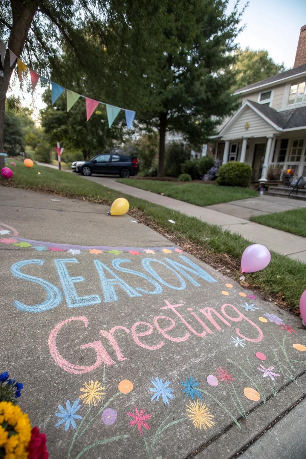Seasonal greetings in crayon spread festive cheer.