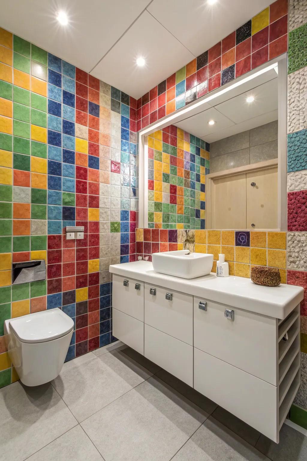 A feature wall adds character and elegance to your bathroom.