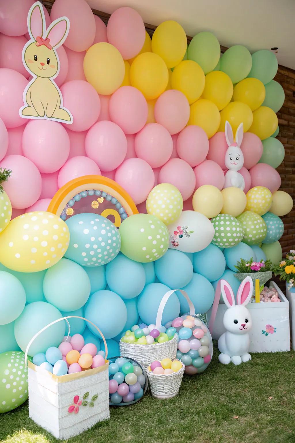 A vibrant air-filled sphere scene injects a playful element into Easter images.