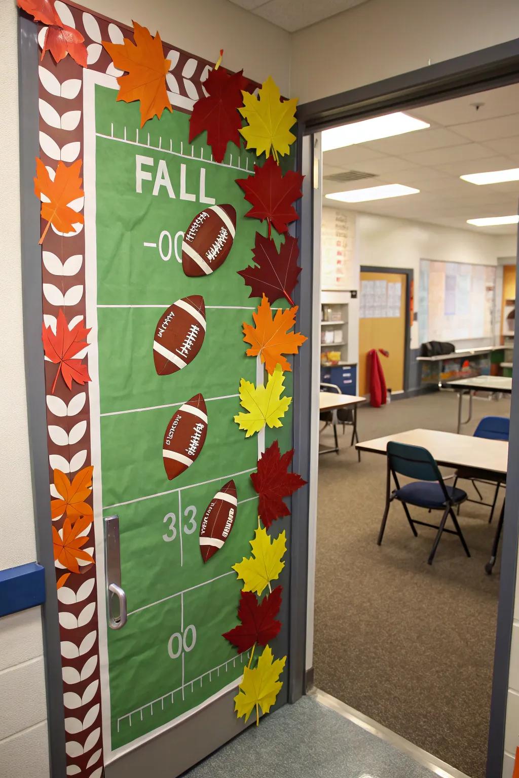 Football-themed decor scores big in the classroom.