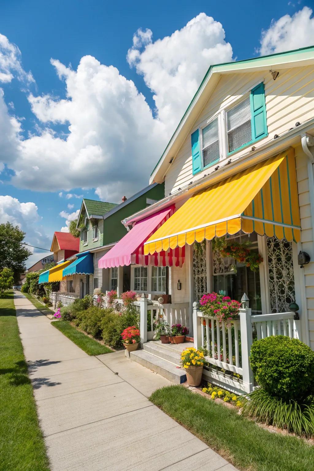 Bright colored shades bringing energy and vibrancy to the exterior.