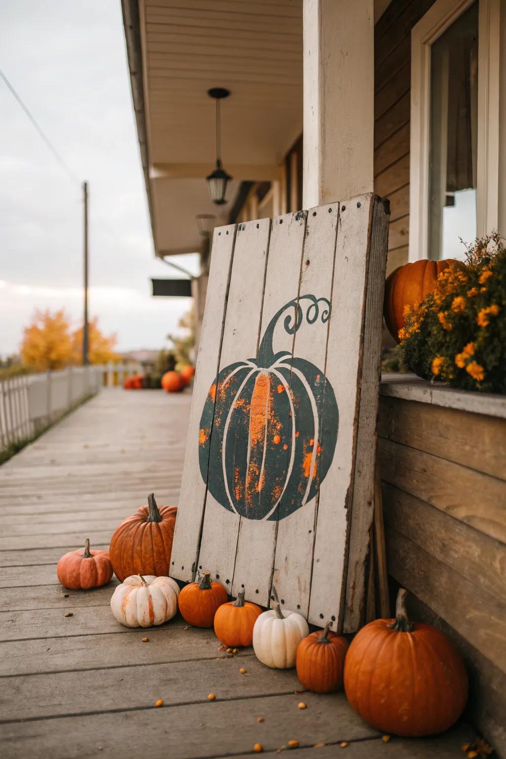 A fun and festive gourd outline marker for your porch.
