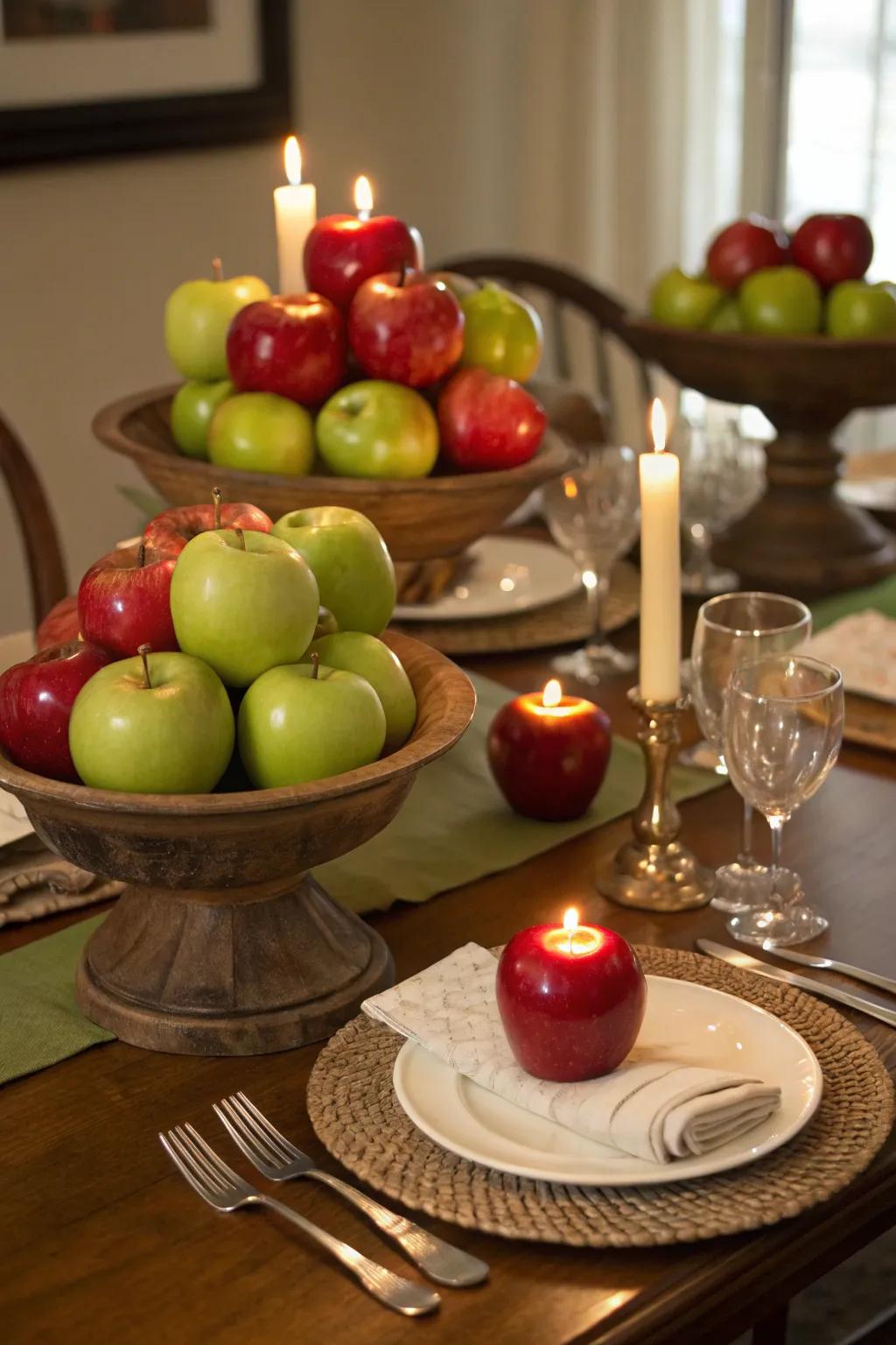 Delight your guests with charming apple-themed decor.