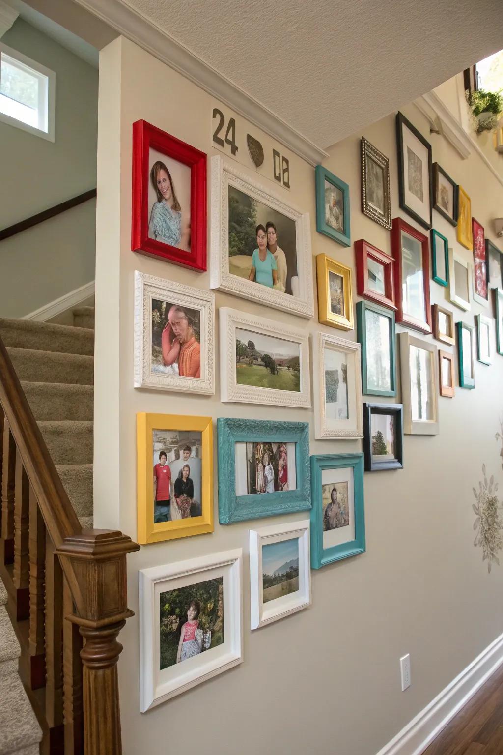 Artistic non-standard arrangement of family images.