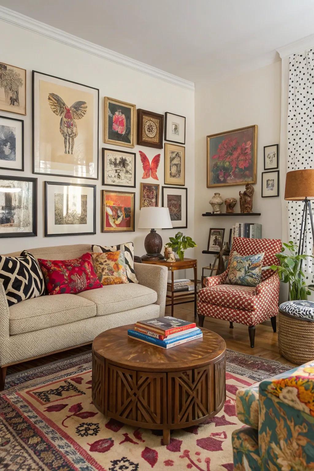 Eclectic elements adding character and charm.