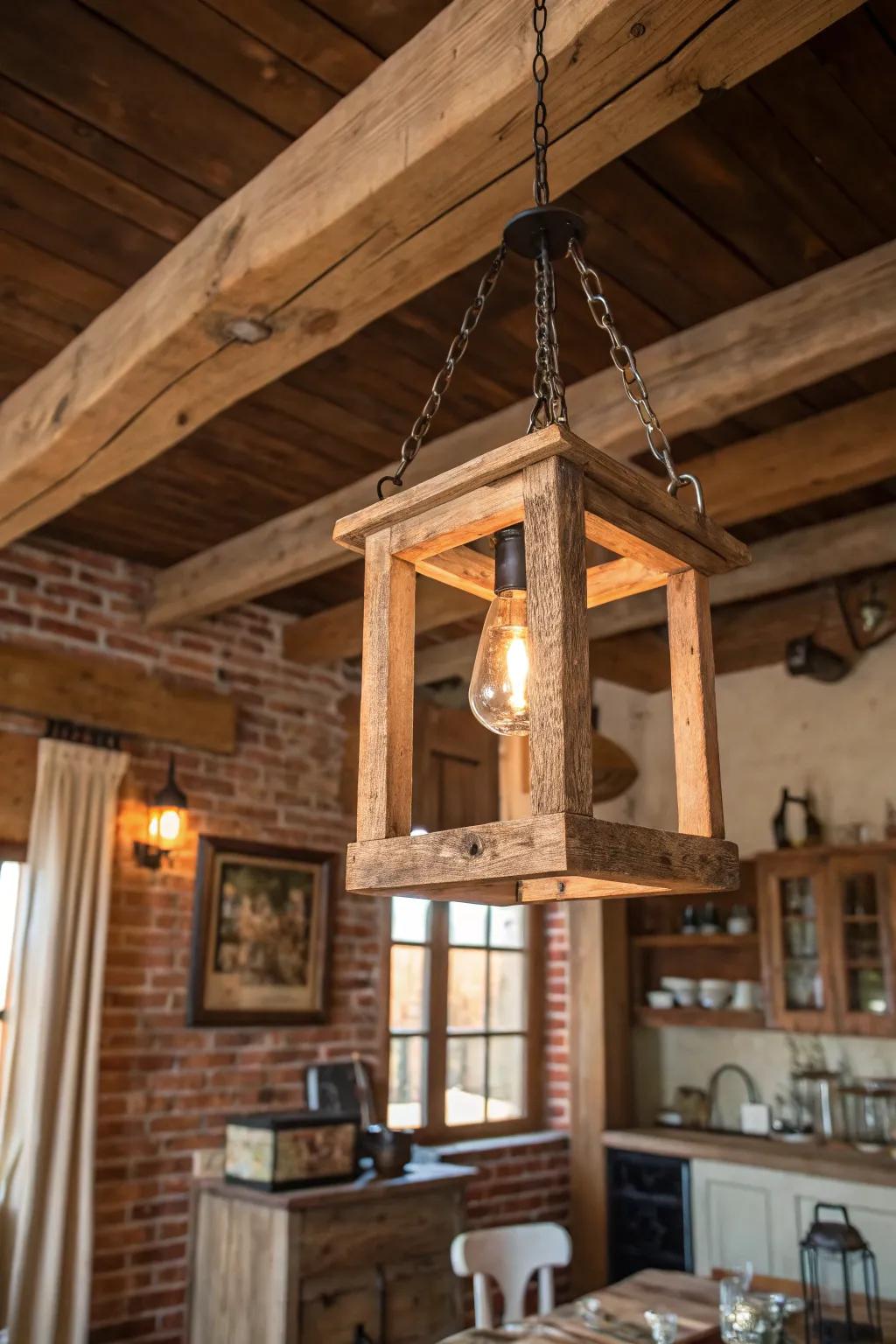Repurposed timber fixtures contribute history and texture.