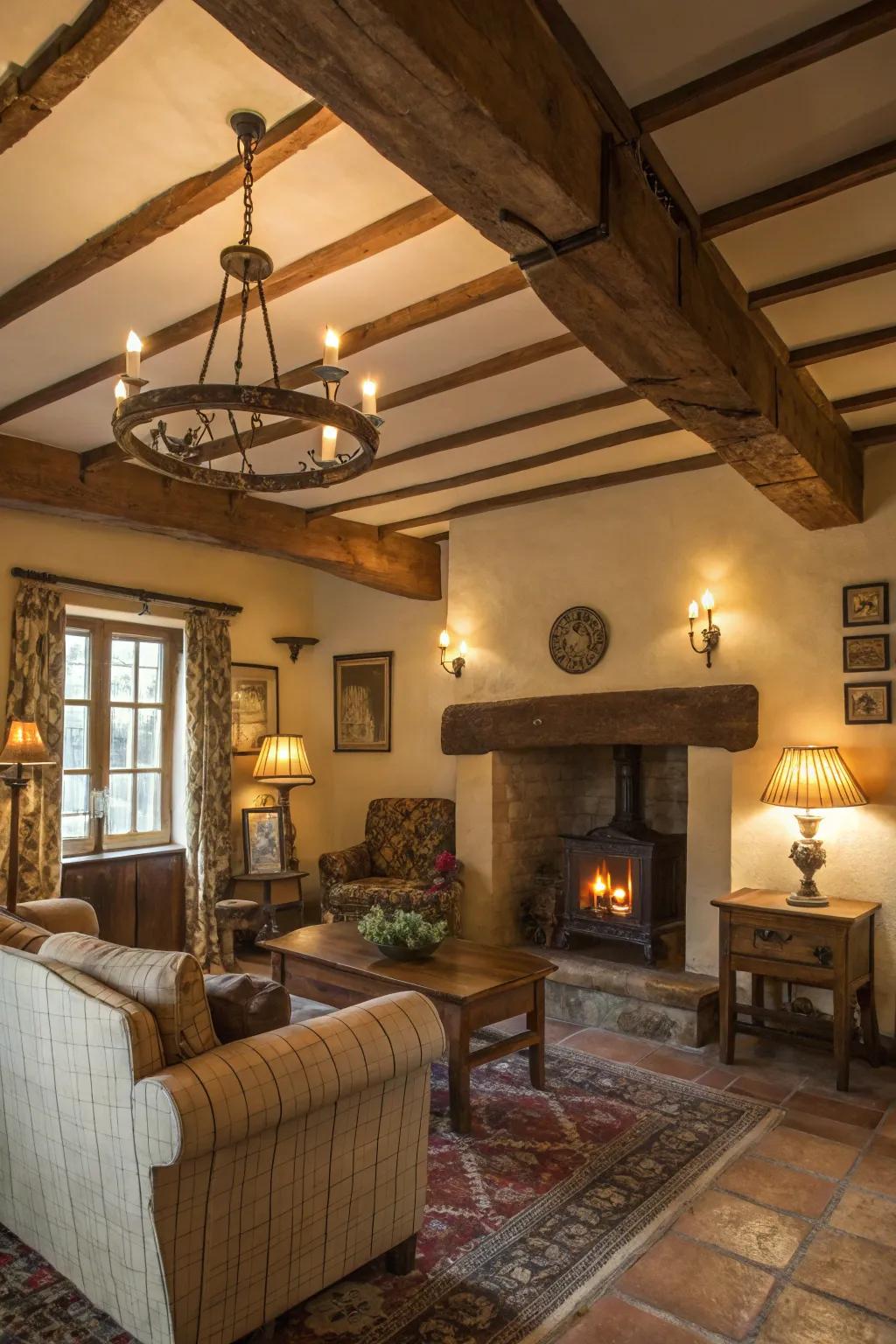 Lighting that adds rustic appeal and warmth.