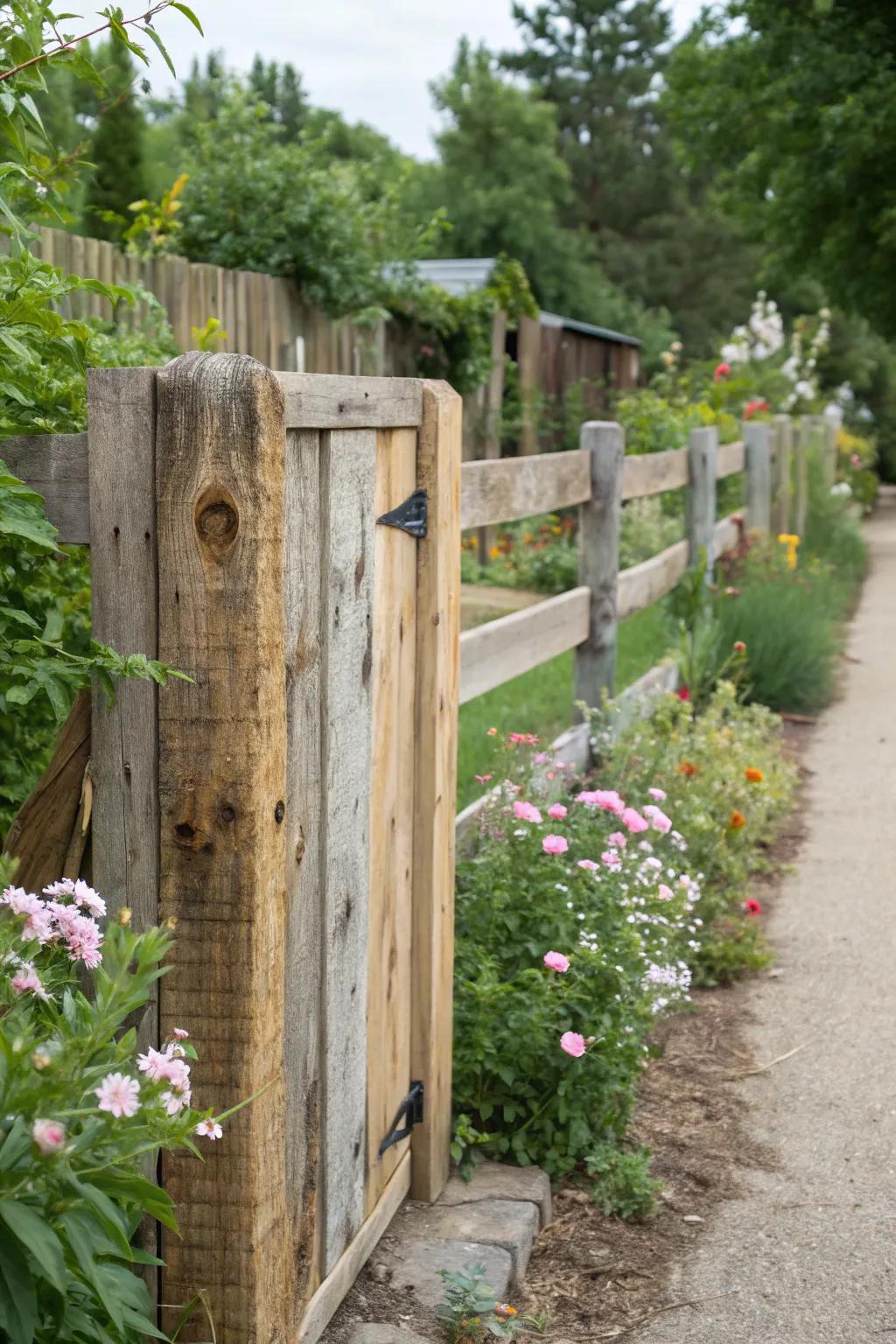 Introduce personality by using a reclaimed wood fence.
