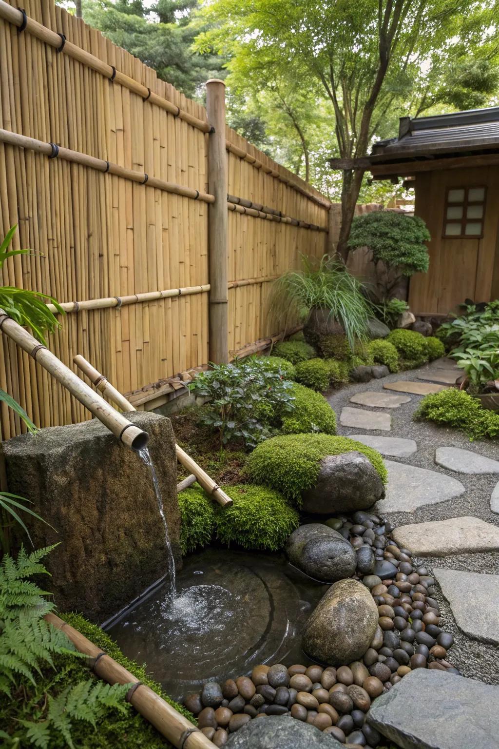 Bamboo boundaries add a serene, exotic touch.