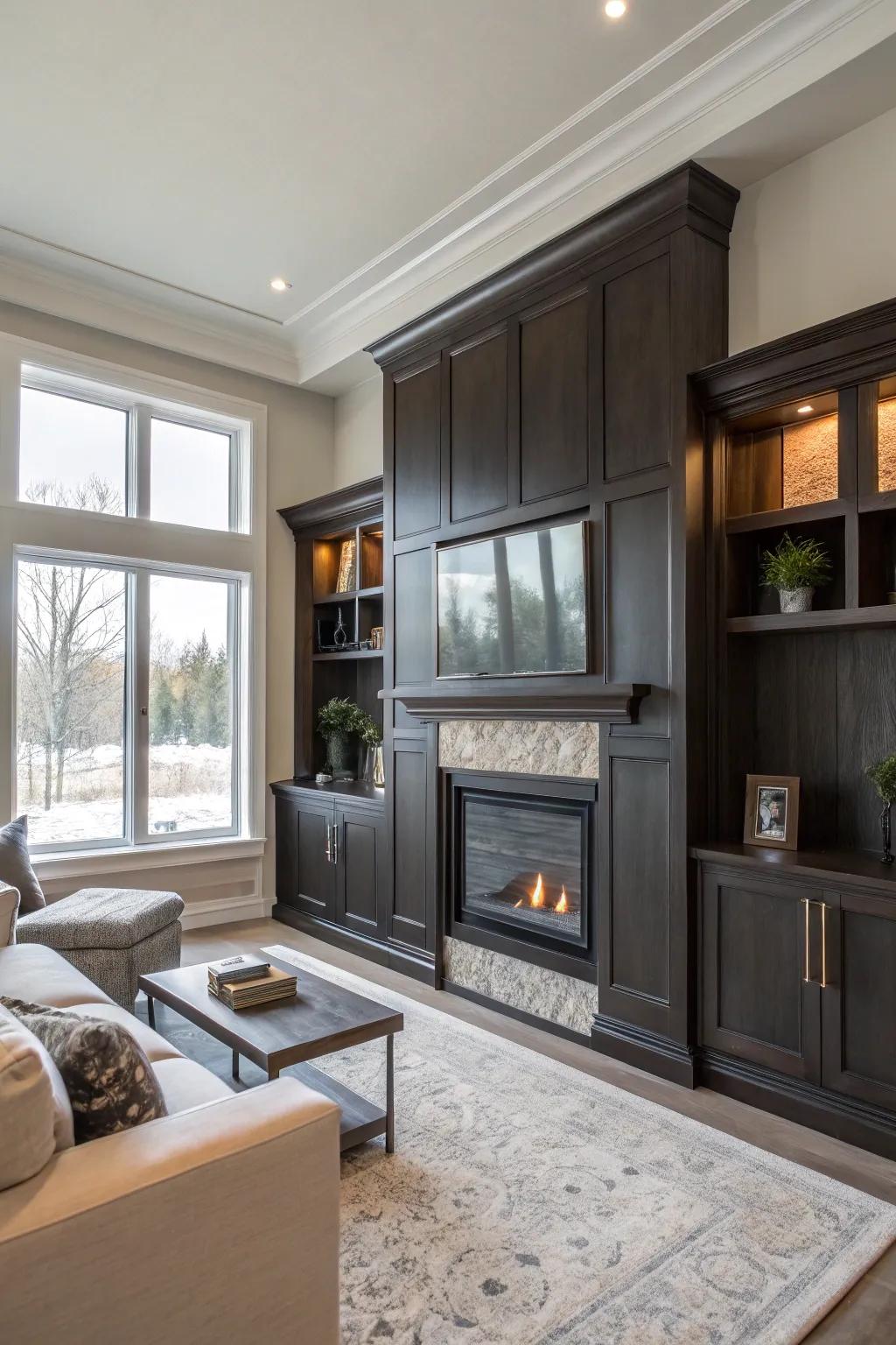 Custom-built cabinets provide a seamless and intentional design.
