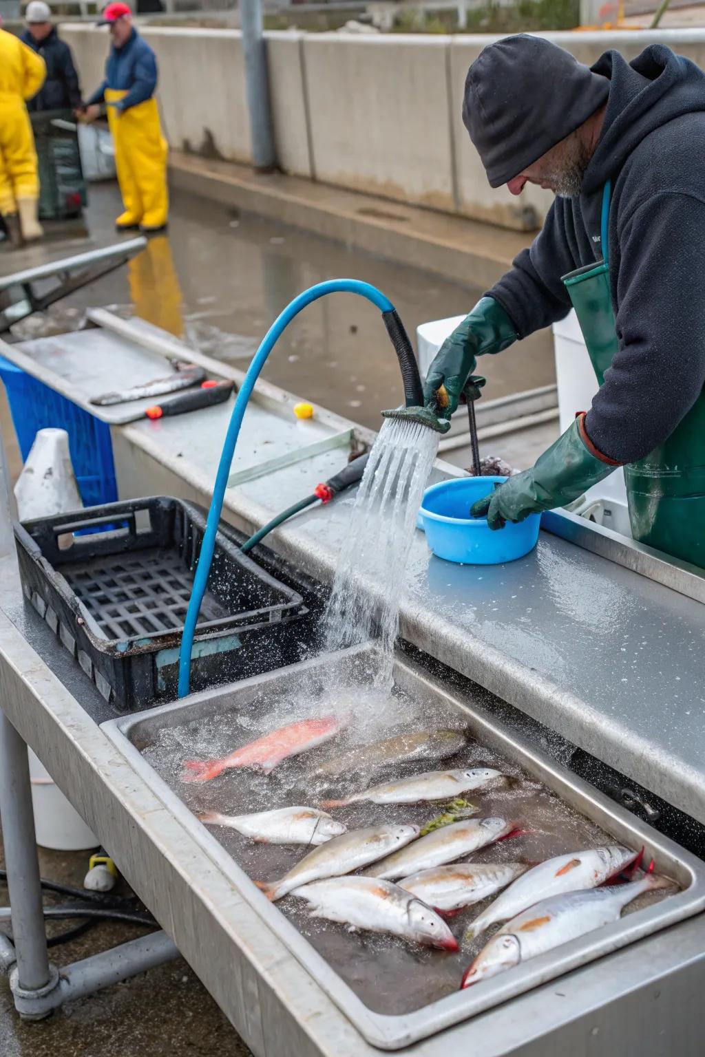 Effective drainage system for maintaining a tidy and dry workspace.