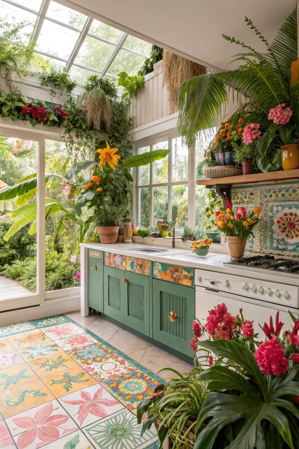 Tropical inspirations bring a vacation vibe to your kitchen.