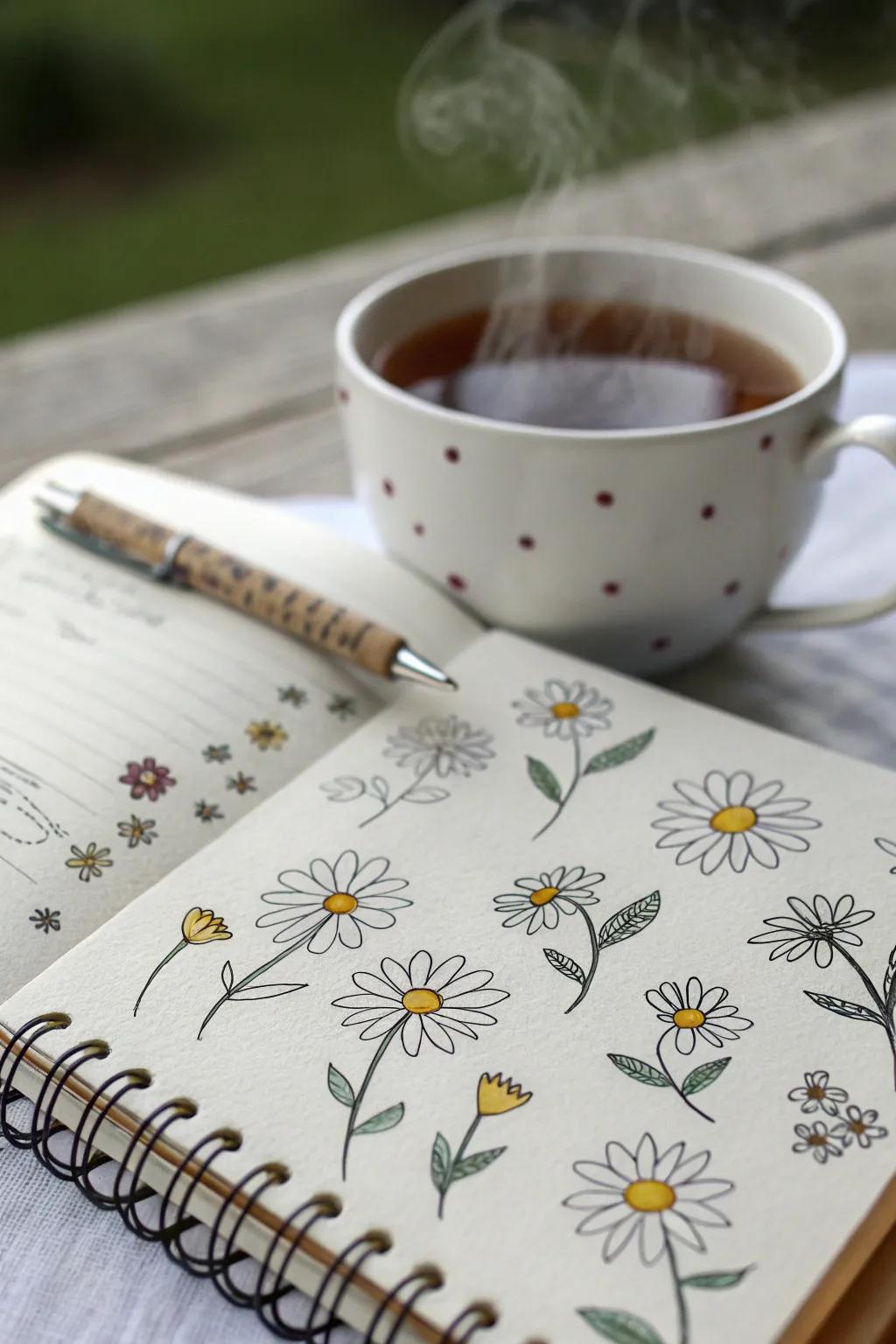 Delicate daisies add a cheerful touch to your pages.