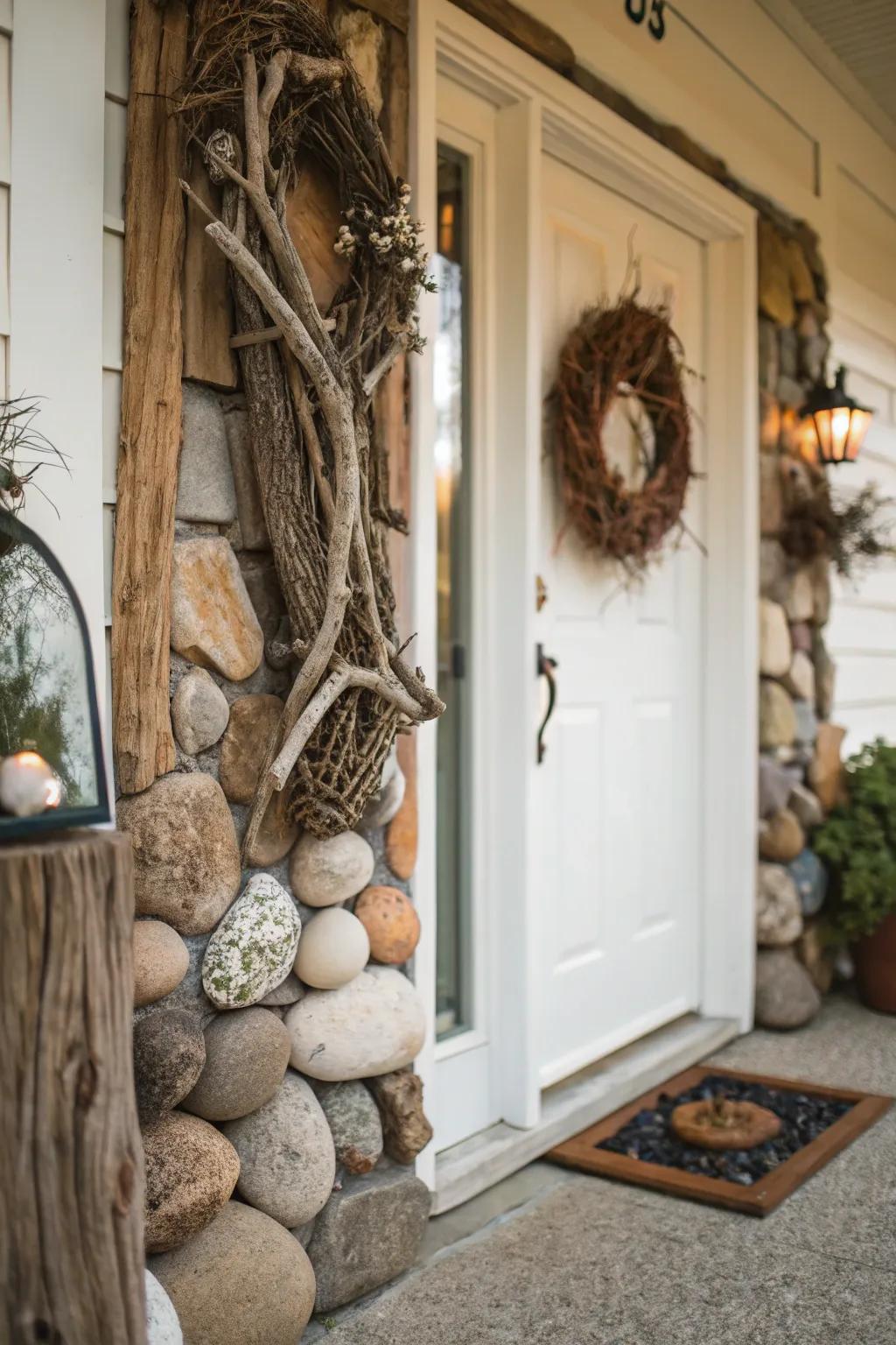 Inherent aspects contribute an earthy nuance to the doorstep.
