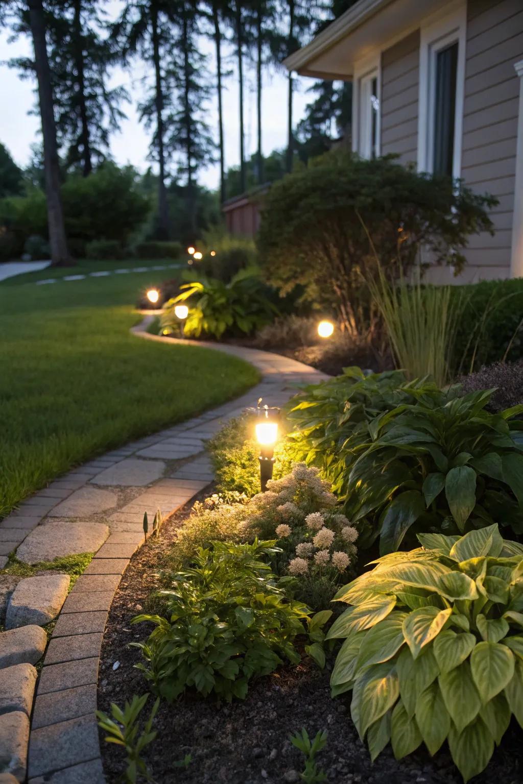 Lighting brings your berm to life after dark.