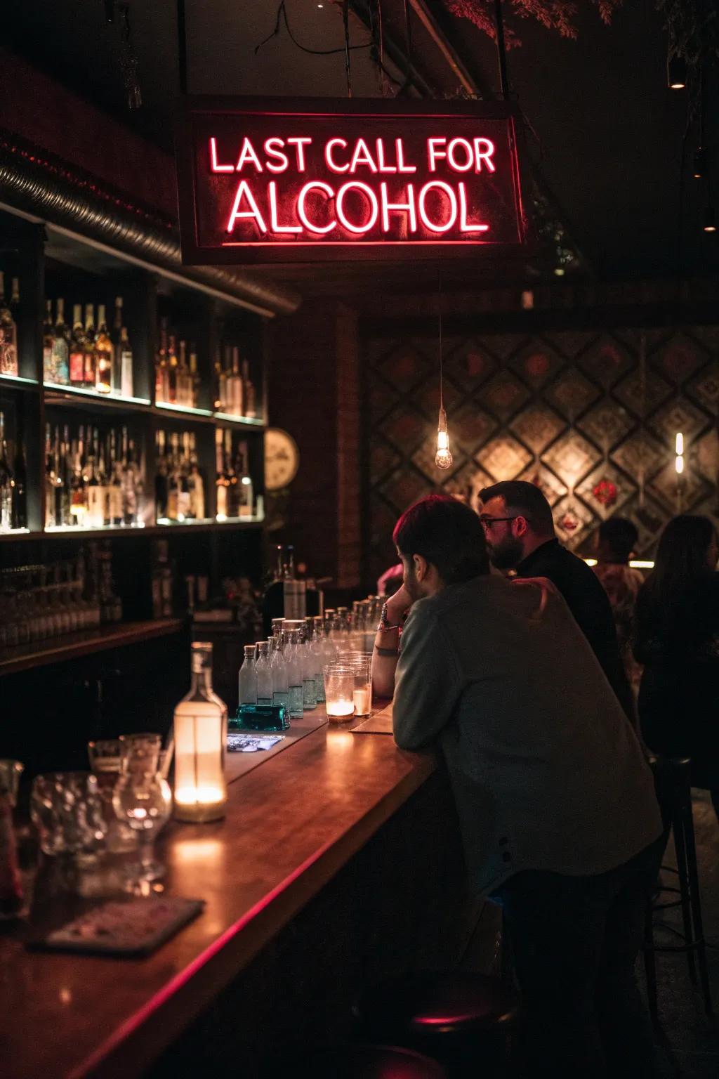 A playful reminder that the night is winding down.