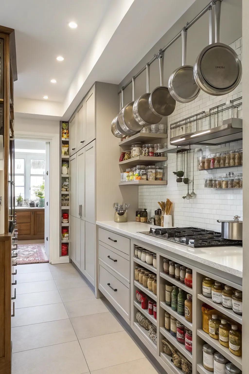 Using vertical space can be both practical and decorative.