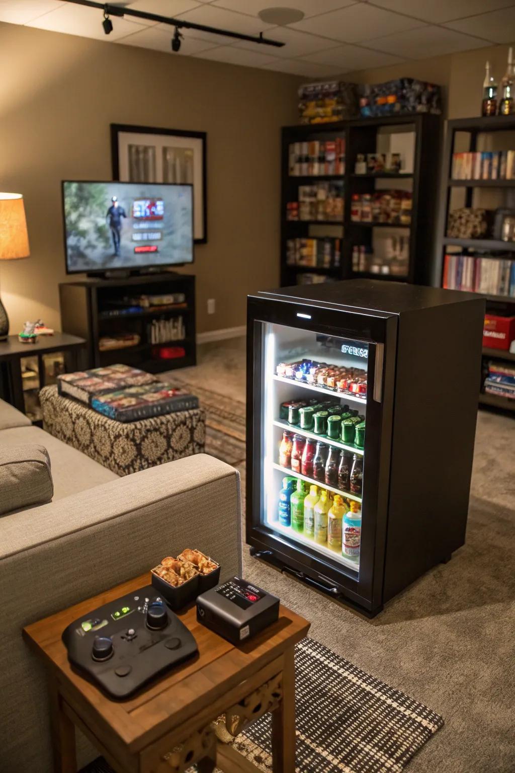 A personal chiller offers convenience for those long gaming sessions.