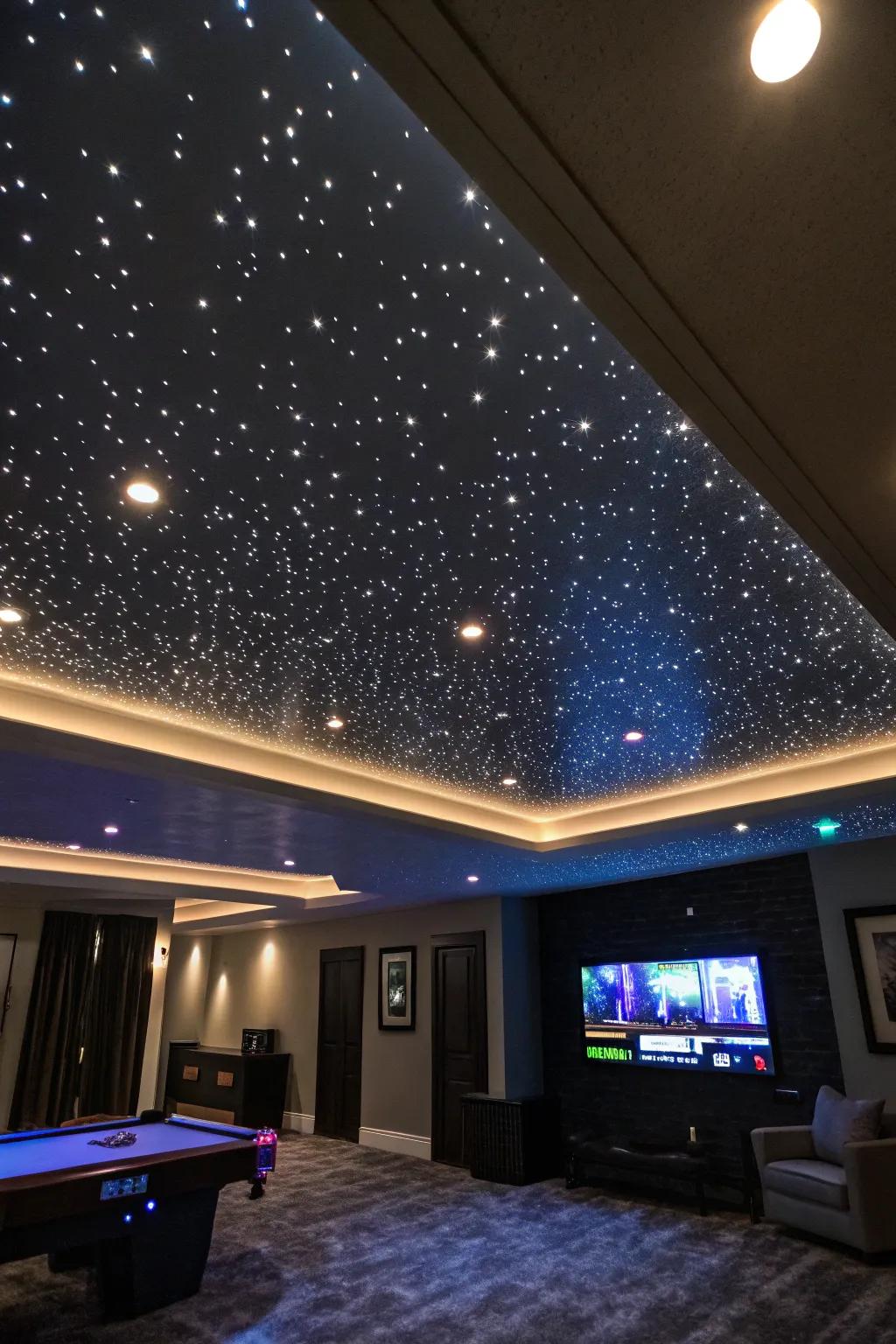 Fiber optic lights establish a magical starry expanse above.