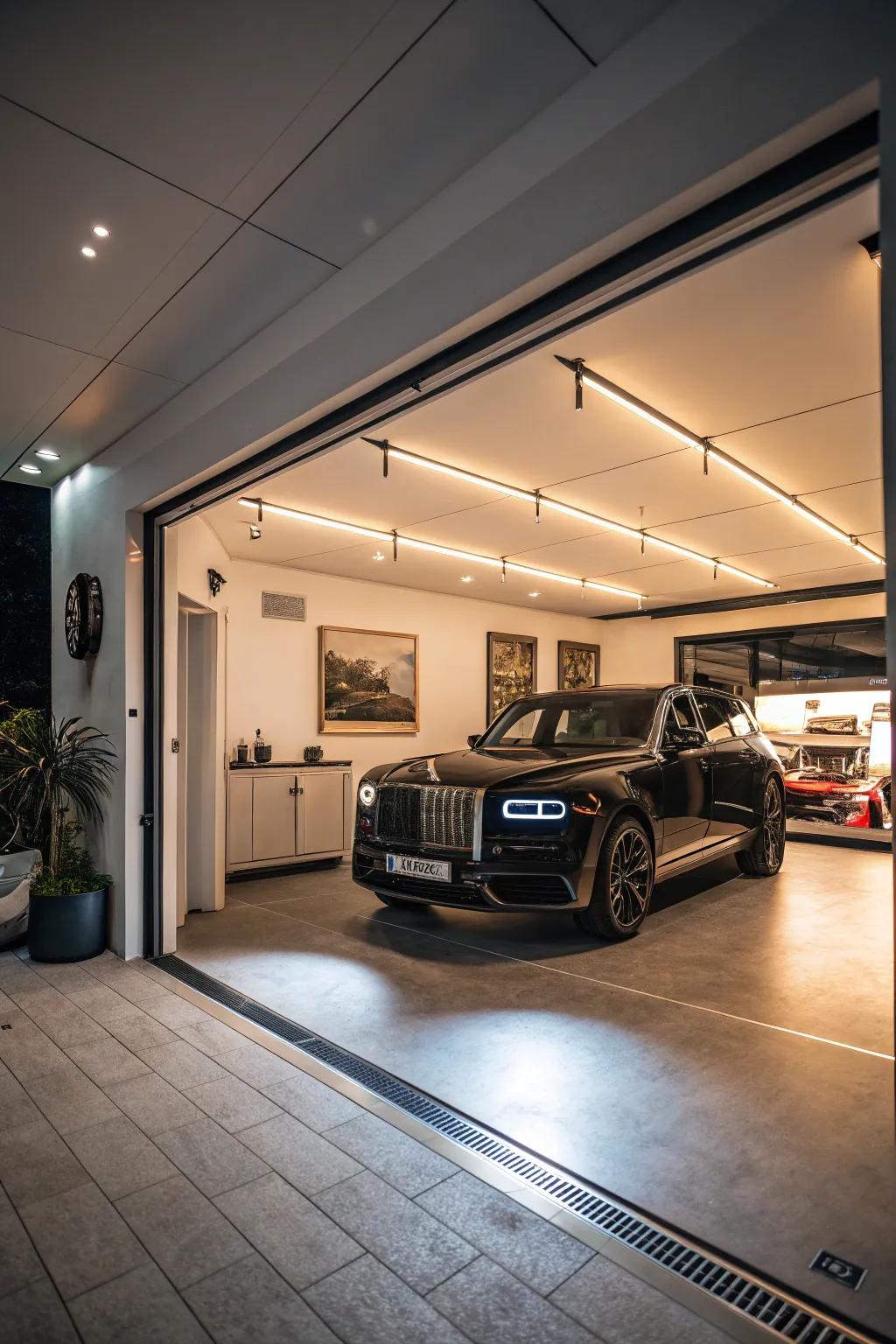 A garage that shows off a luxury collection.
