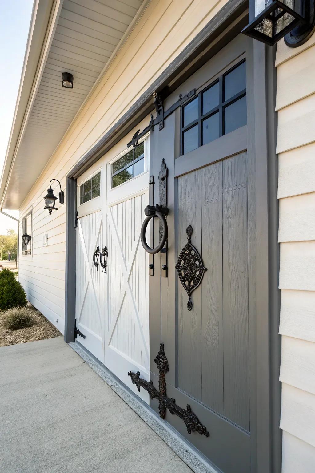 Special hardware adds personal flair to this entry door.