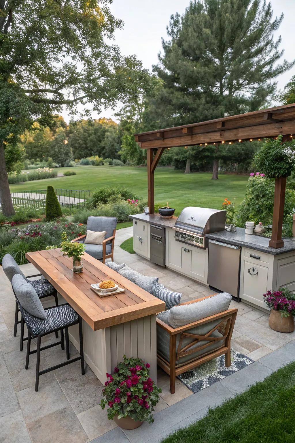 The impeccable fusion of garden bar and external kitchen.