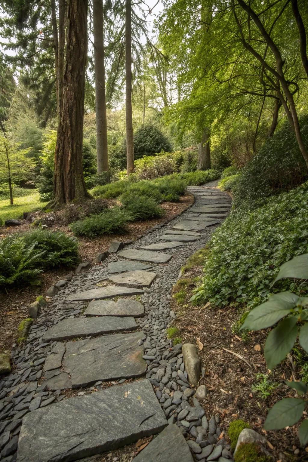 Integrate your garden pathways into the scenery utilizing naturalistic stone fragments.