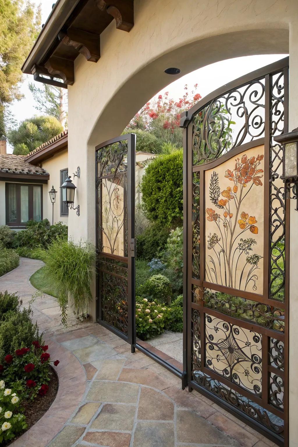 A gate with artistic flourishes.