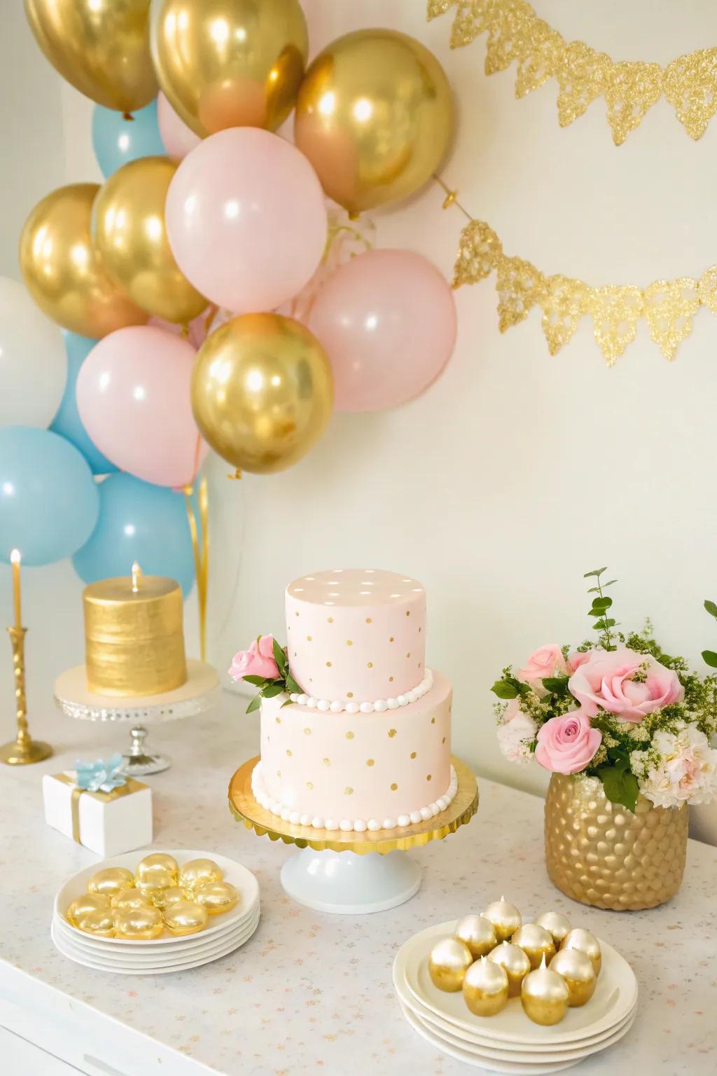 Metallic accents introduce a touch of elegance and shine to the decor.