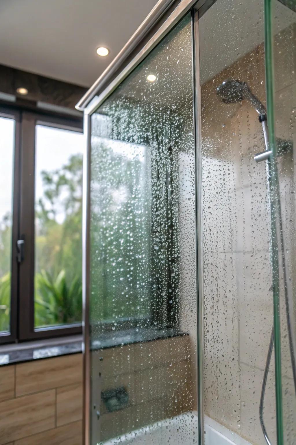 Wave glass adds dimension and privacy.
