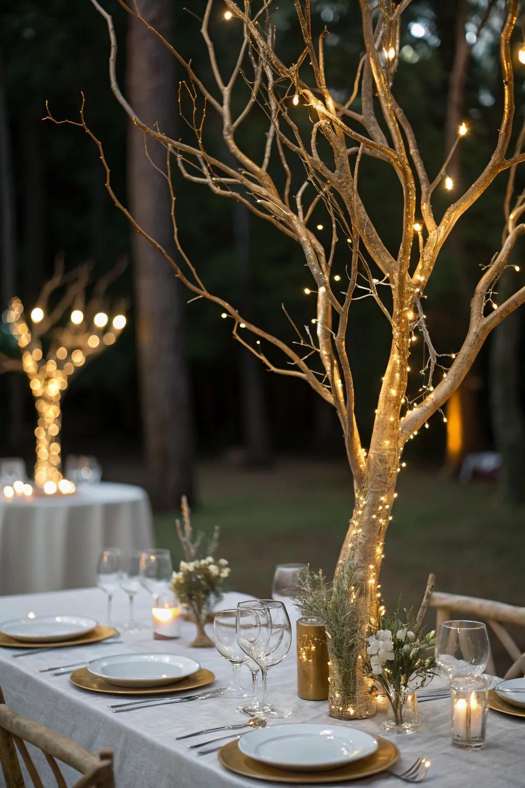 Miraculously enchanting gold stems showing fairy illumination.