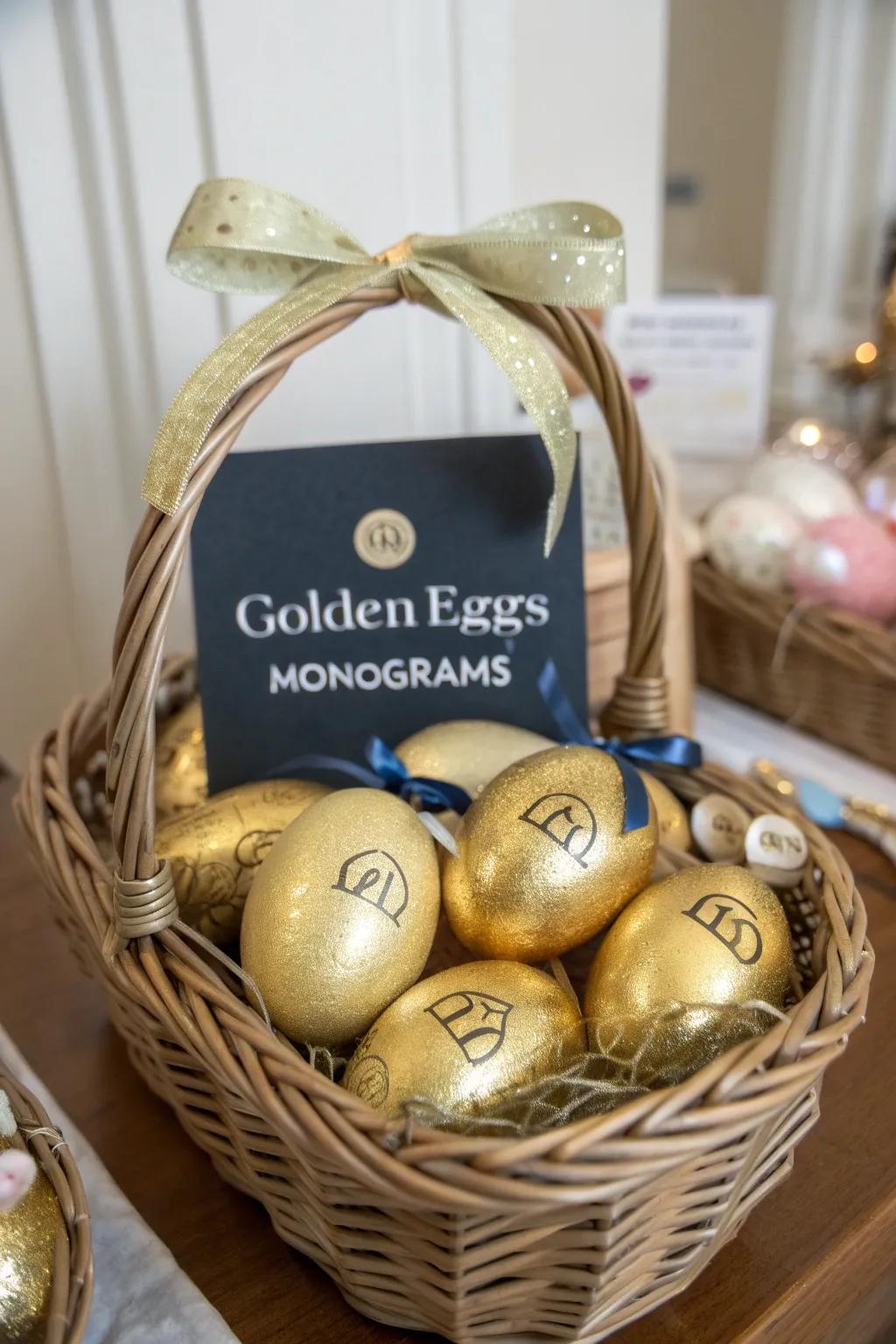 Emblem gilded eggs introduce a personal touch to Easter.