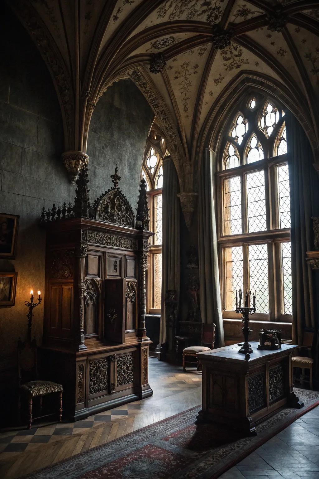 Vaults that resonate the grandeur of gothic architecture.