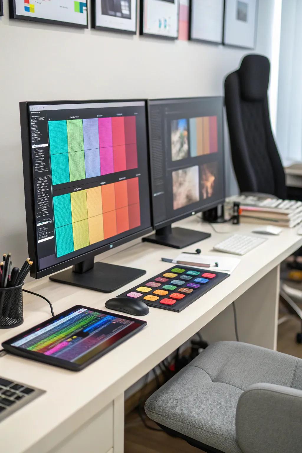 High-definition monitors ensure visual output.