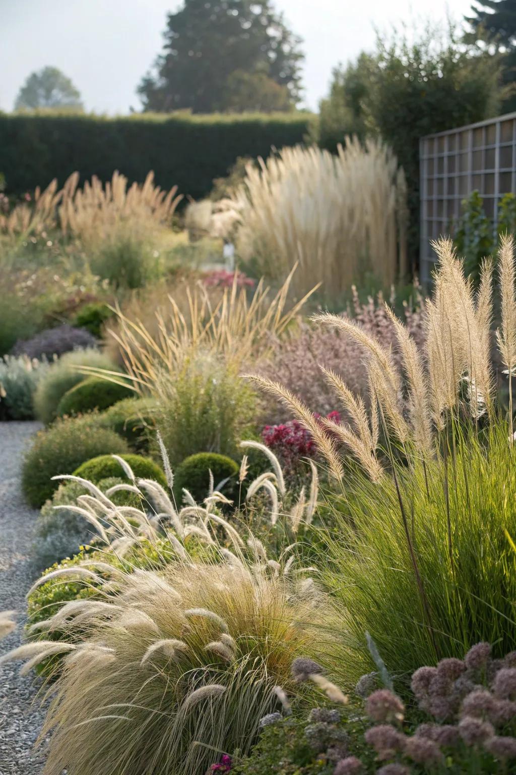 Ornamental grasses add texture and sophistication to the garden.
