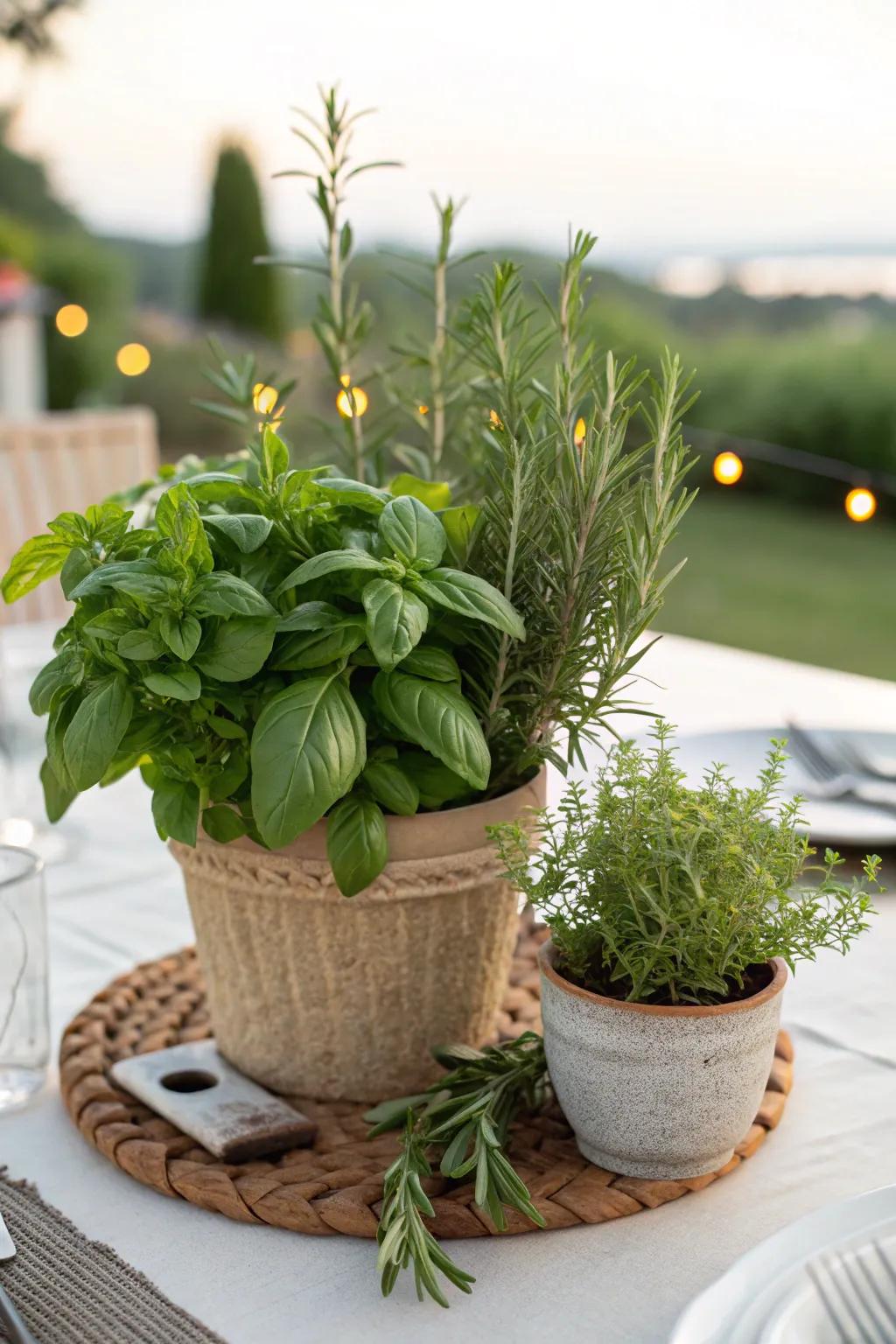 Fragrant plant focal point delivering fragrance and flavor.
