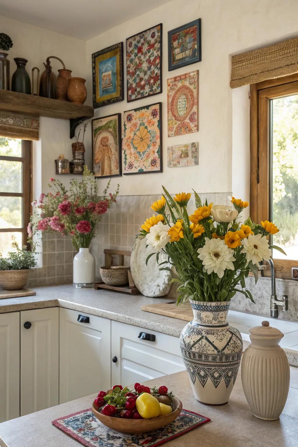 Artistic decor adding personality to the kitchen