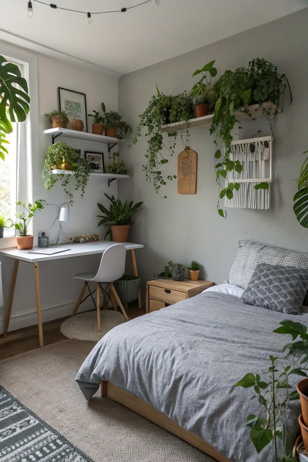 Plants bring life to grey spaces.