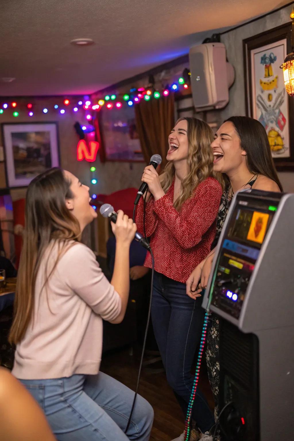 A lively karaoke night where everyone gets a chance to shine and have fun.