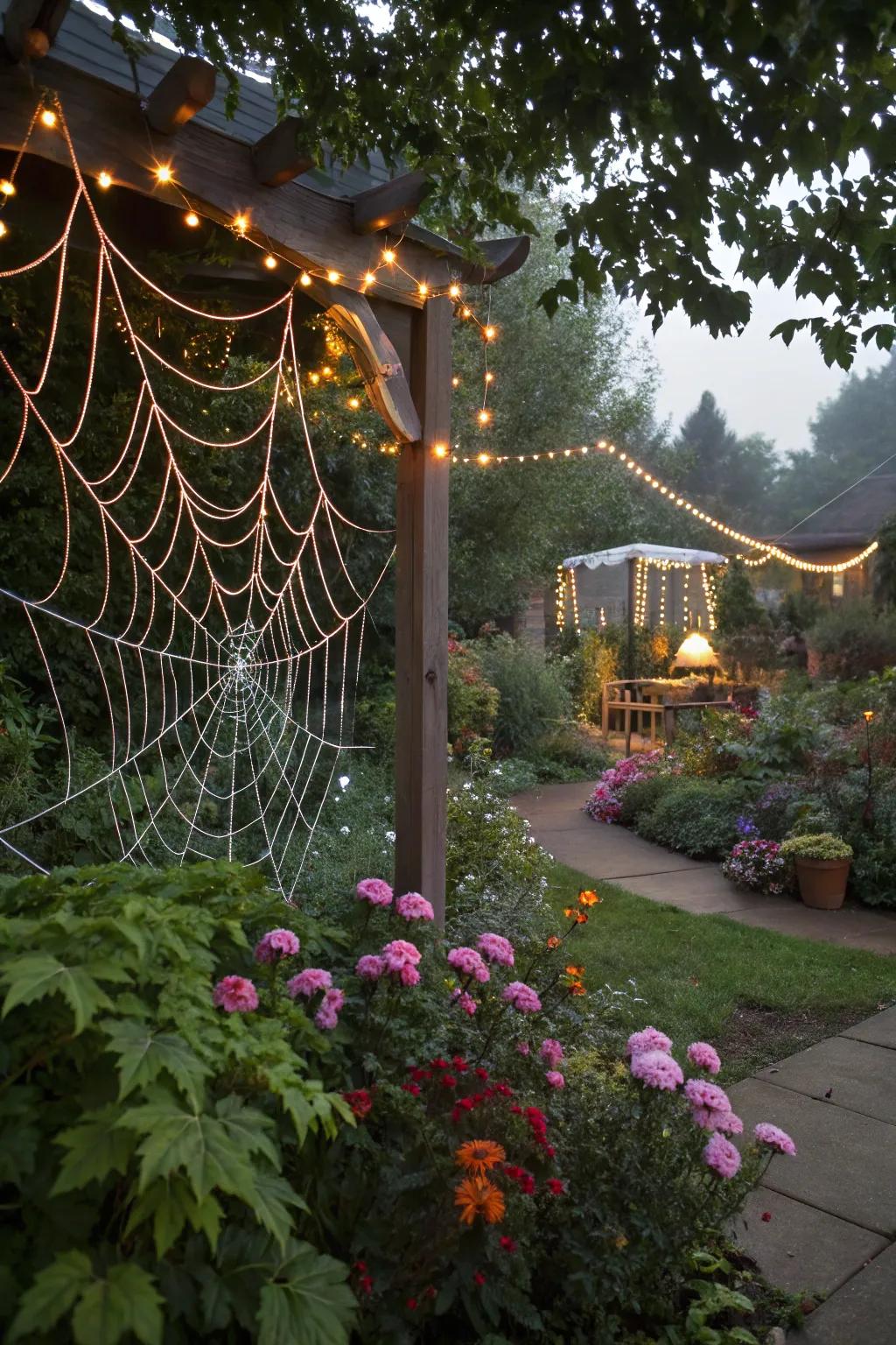 Improve your decorating with shimmering spiderwebs.