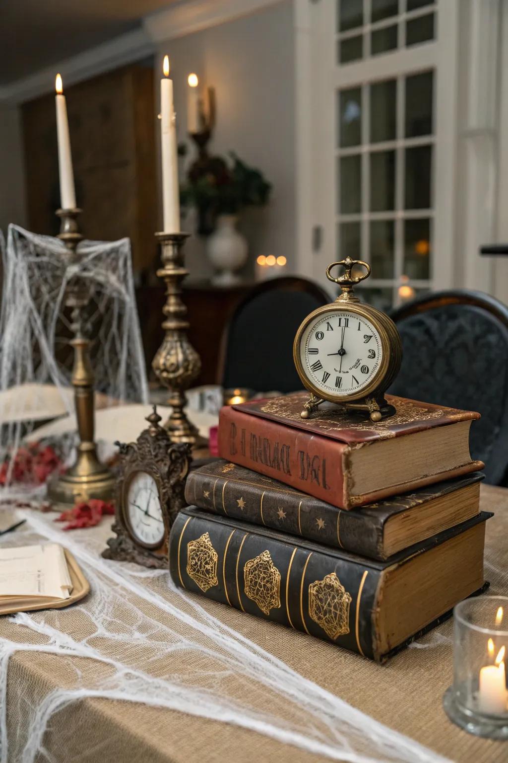 Aged accents inject depth and intrigue to the Halloween surface.