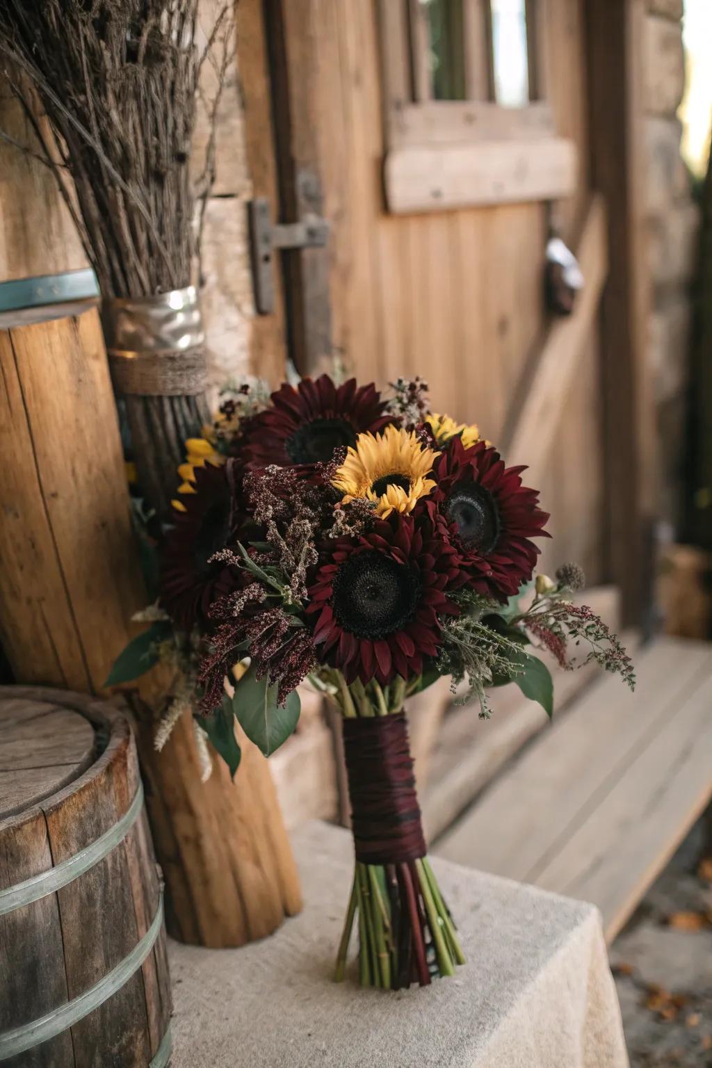 Shadow sunflowers contribute a distinctive autumnal note to bouquets.
