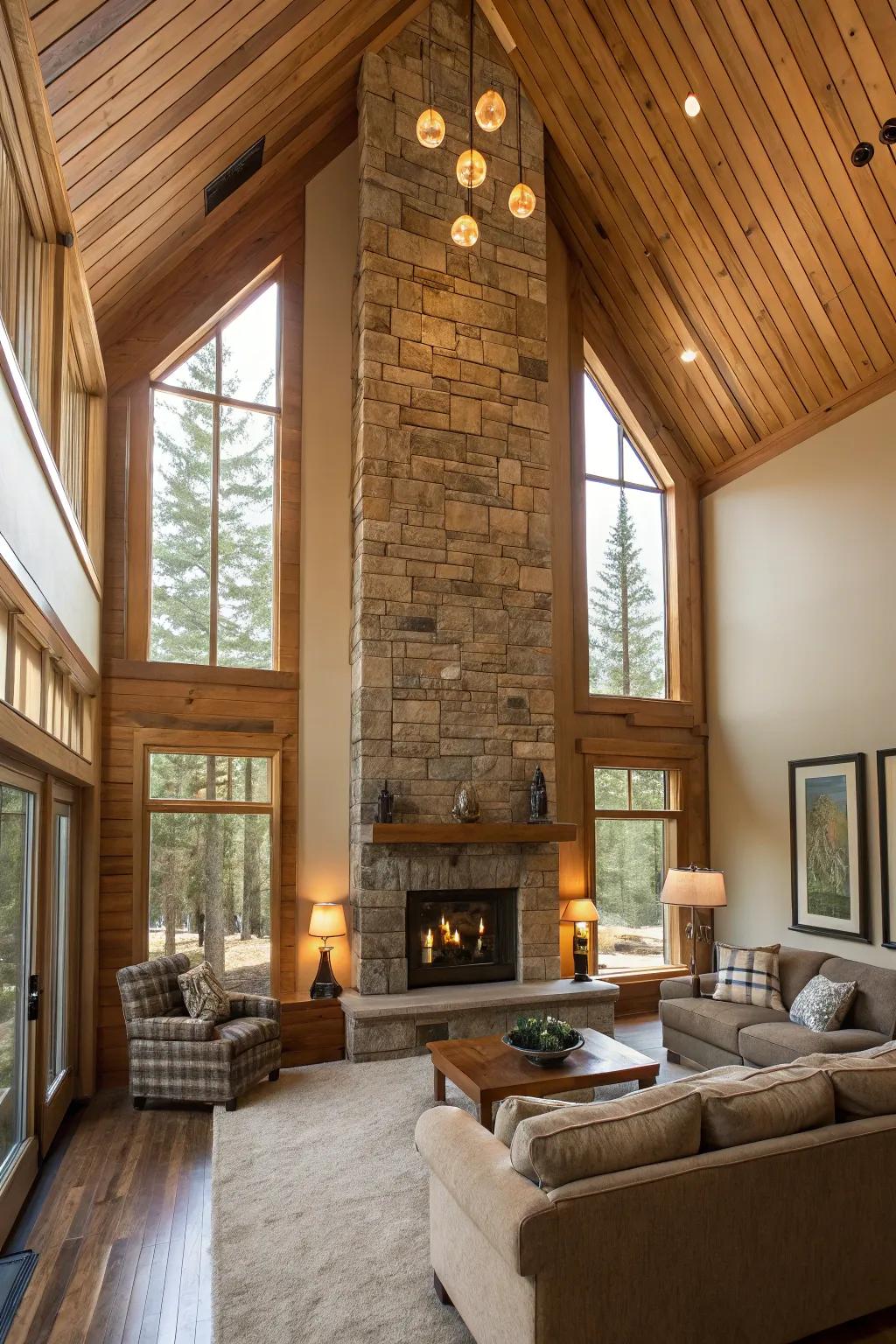 Erected paneling stresses height and warmth.