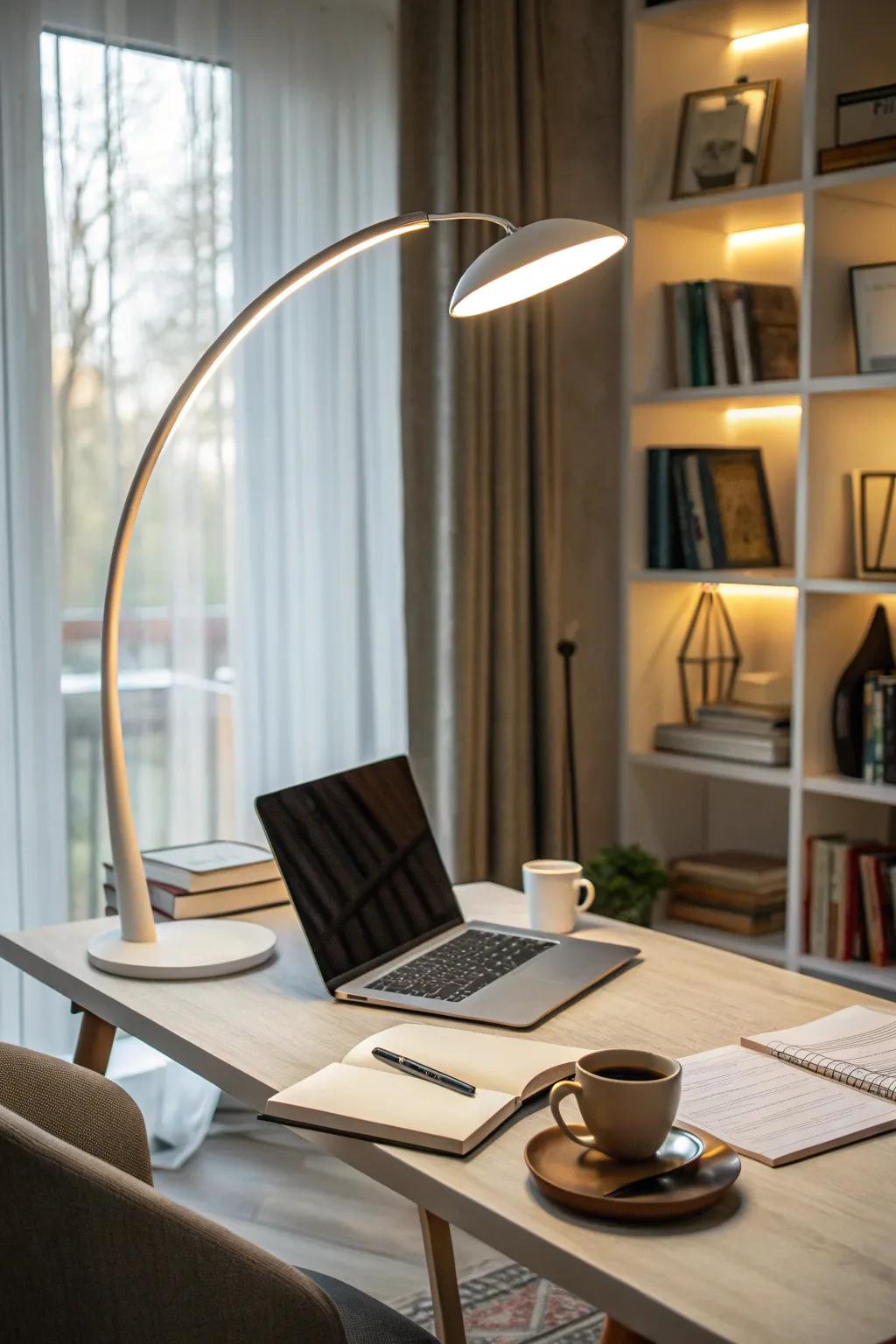 Illuminate with style using an innovative floor lamp.