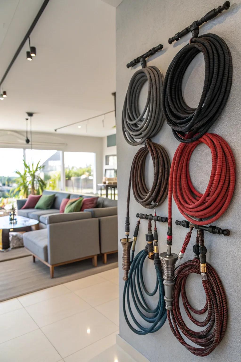 Wall pegs are a great way to keep your smoking hoses neat and tidy.