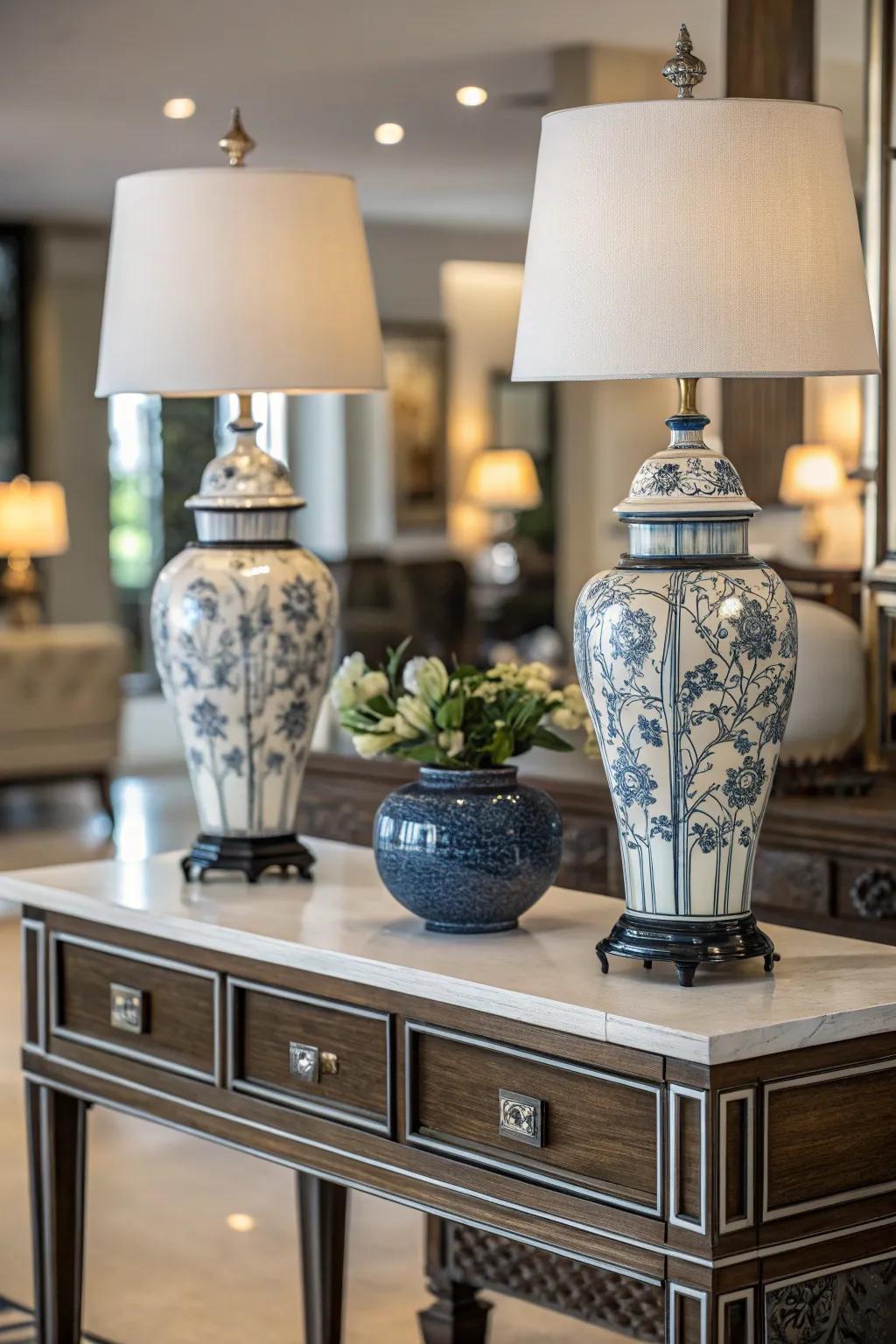 Symmetry enhances a feeling of equilibrium and order, adding visual appeal to the setting.