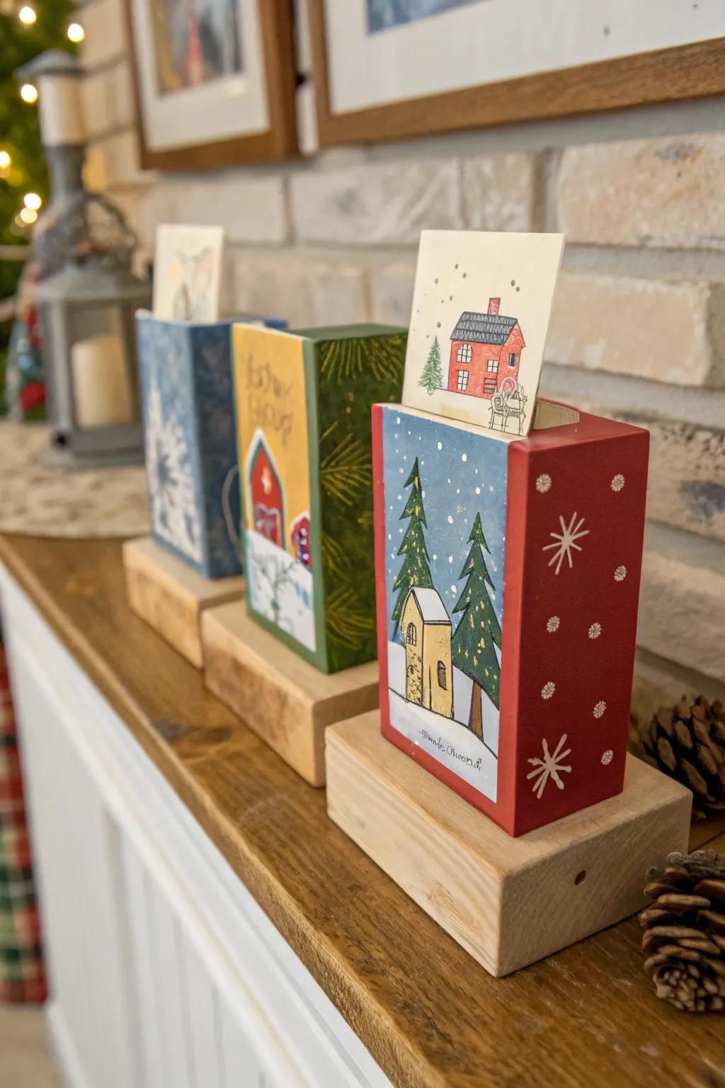 Embrace simplicity with a timber block card display.